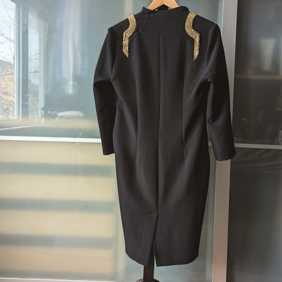 Preloved Rinascimento Black Italian Dress with Gold Shoulder Embellishments - L - Picture 16 of 16